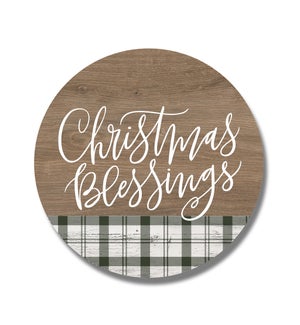 Christmas Blessings Wood And Plaid Circle